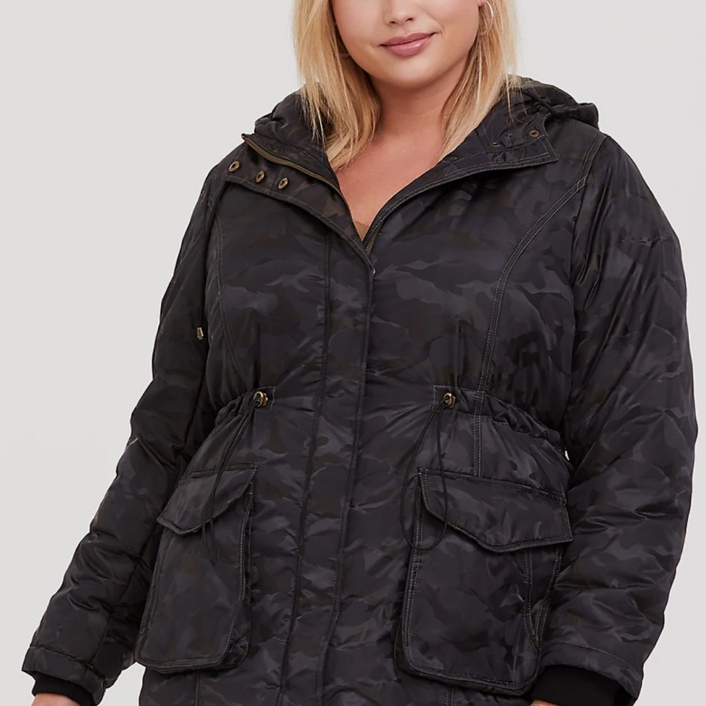 Torrid dark camo hooded anorak cargo jacket